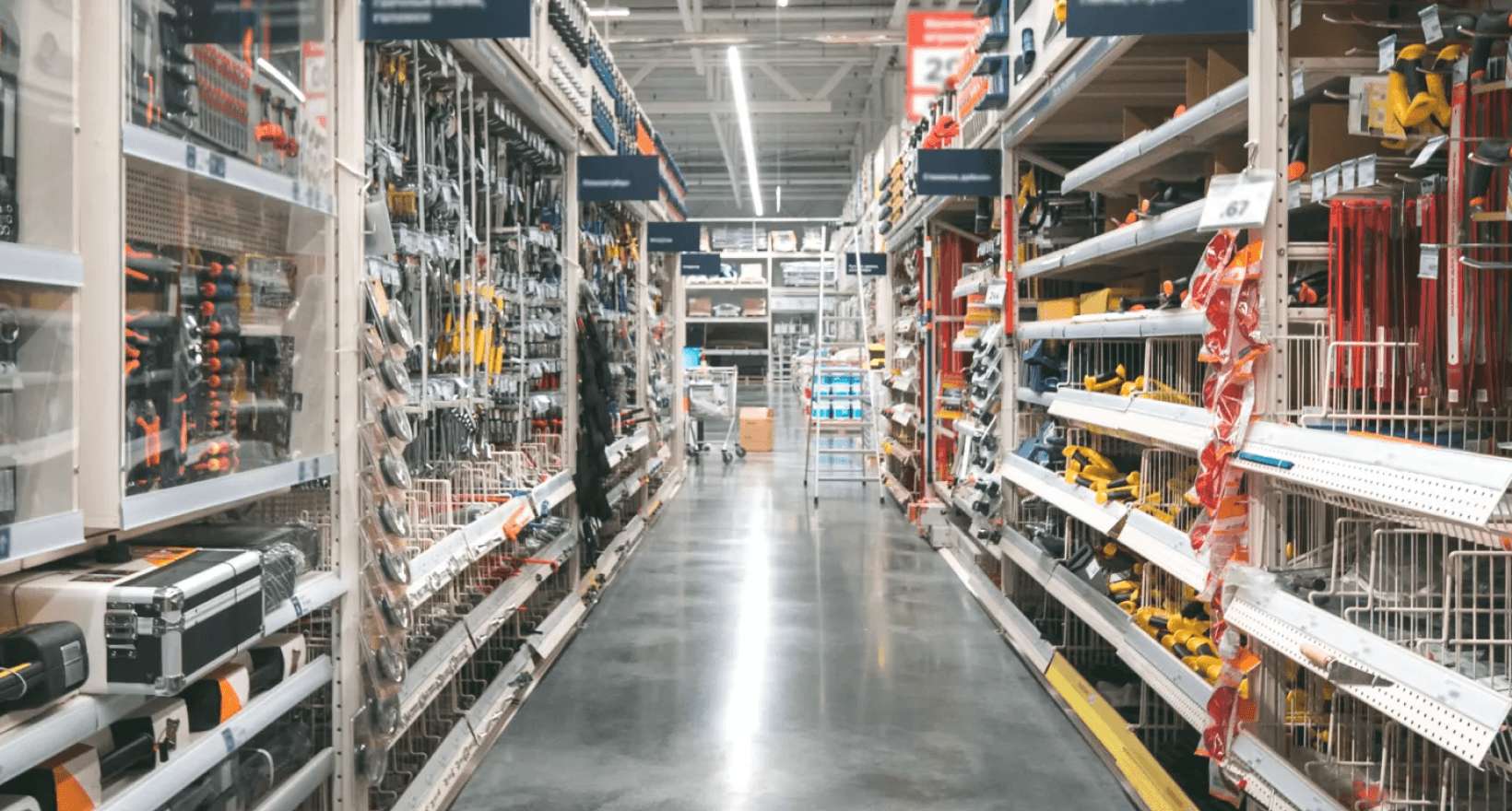 Home store aisle with household goods for new homeowners
